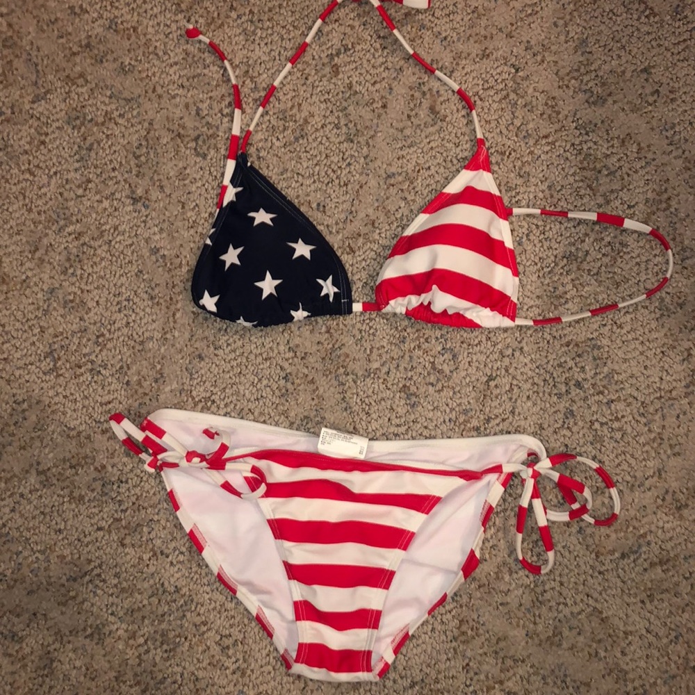 American Flag Triangle String Bikini